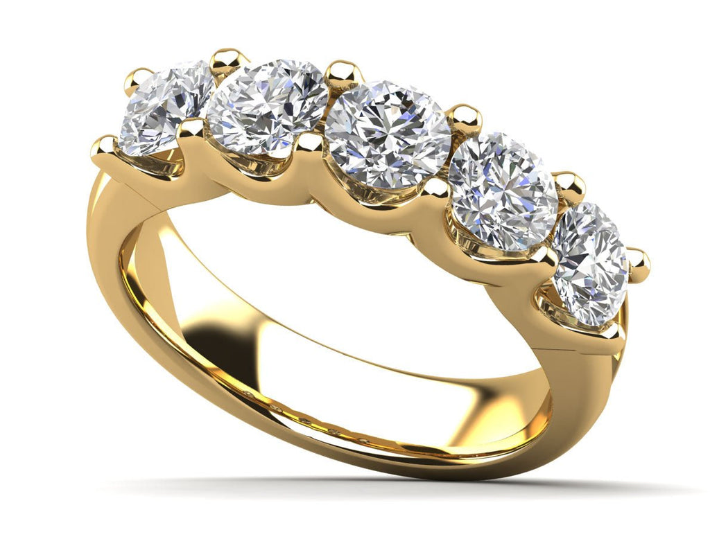 U Shape Five Stone Diamond Anniversary Diamond Ring with 1.25 ct.(finished) 4mm - Luxury Time NYC