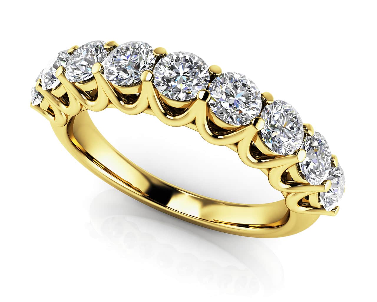 Unique Shared Prong Diamond Anniversary Diamond Ring with 0.59 ct.(finished) 2.3mm - Luxury Time NYC