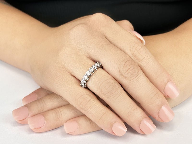 Unique Shared Prong Diamond Eternity Diamond Ring with 3.61 ct.(finished) 3.7mm - Luxury Time NYC