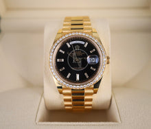 Load image into Gallery viewer, Rolex Day-Date 40 Yellow Gold Black Diamond Dial &amp; Diamond Bezel President Bracelet 228348RBR -