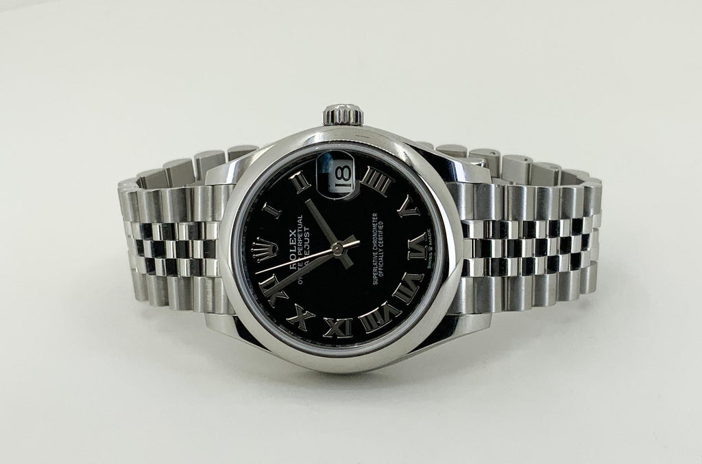 Rolex Steel and White Gold Datejust 31 Watch - Domed Bezel - Black Roman Dial - Jubilee Bracelet - 2020 Release - 278240 bkrj
