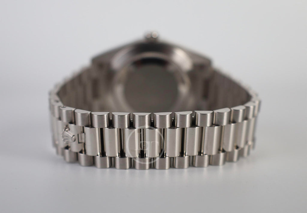 Rolex Day-Date 40 Platinum Ice Blue Diamond Dial & Smooth Bezel President Bracelet 228206 -