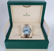 Load image into Gallery viewer, Rolex Day-Date 40 Platinum Ice Blue Diamond Dial &amp; Smooth Bezel President Bracelet 228206 -