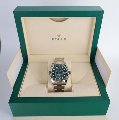 Rolex Sky-Dweller White Gold/Steel Mint Green Index Dial Oyster Bracelet Watch - 336934