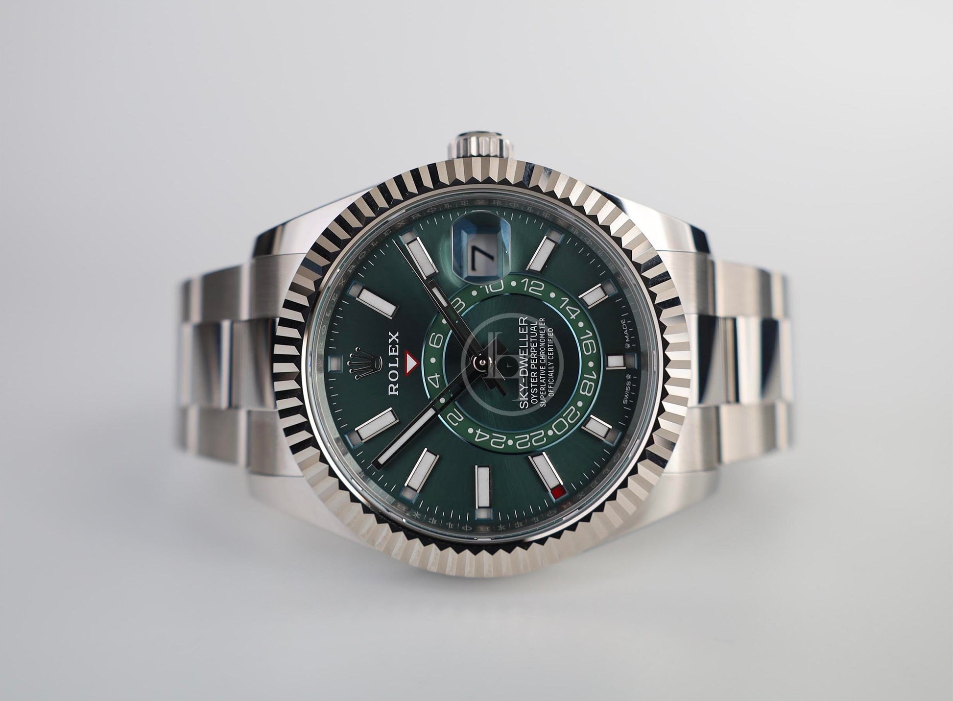 Rolex Sky-Dweller White Gold/Steel Mint Green Index Dial Oyster Bracelet Watch - 336934