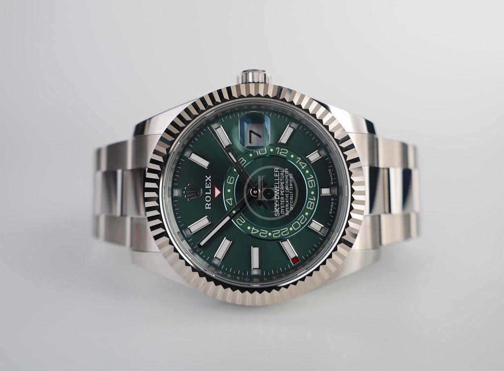 Rolex Sky-Dweller White Gold/Steel Mint Green Index Dial Oyster Bracelet Watch - 336934