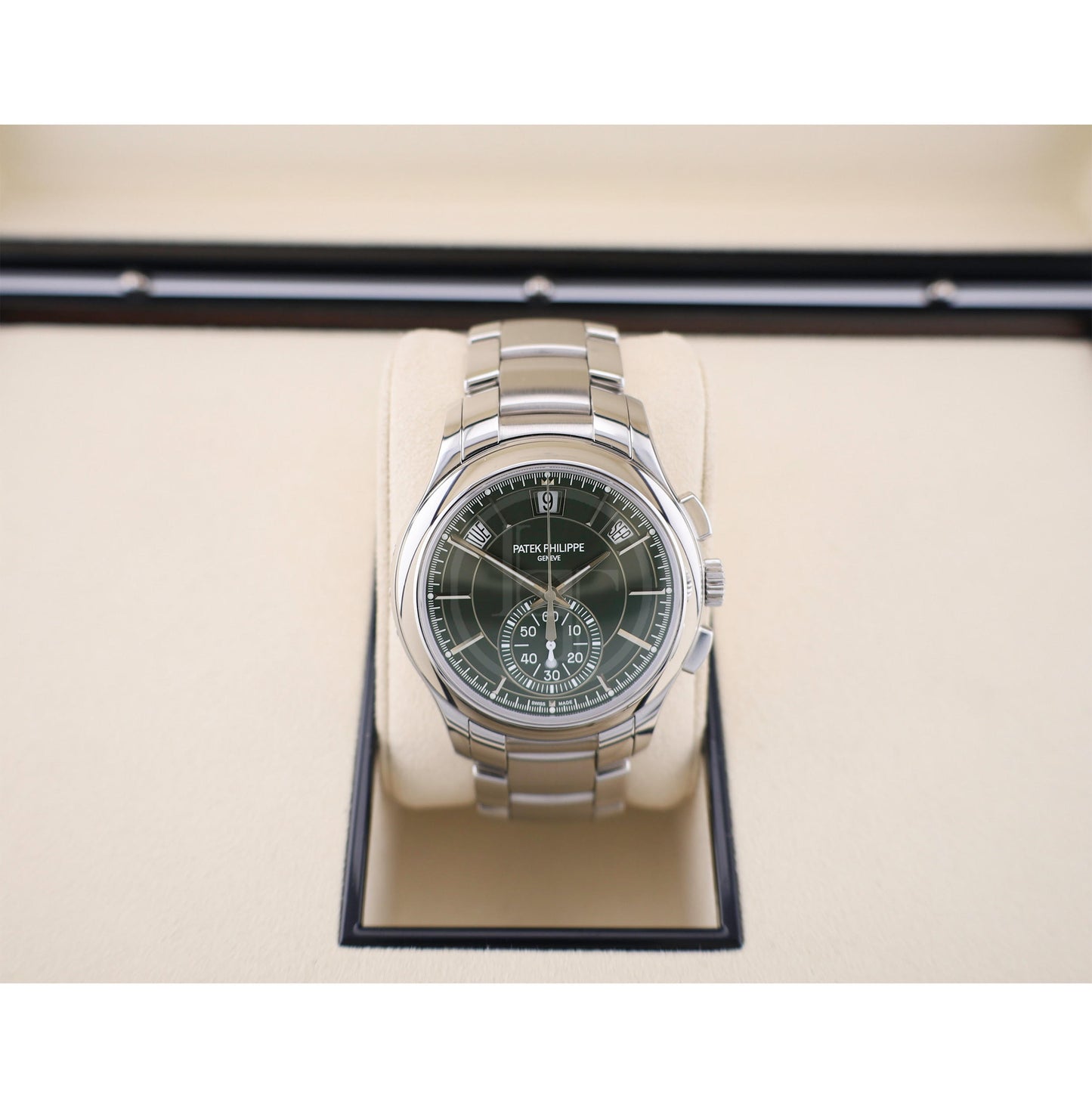Patek Philippe Complications Flyback Chronograph Annual Calendar Stainless Steel Olive Green Dial | 5905/1A-001