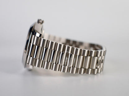 Rolex Day-Date 40 Platinum Ice Blue Diamond Dial & Smooth Bezel President Bracelet 228206 -