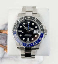 Load image into Gallery viewer, Rolex Steel GMT-Master II 40 Watch - Black And Blue Batman Bezel - Black Dial - Oyster Bracelet - 116710BLNR