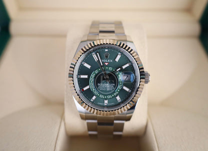 Rolex Sky-Dweller White Gold/Steel Mint Green Index Dial Oyster Bracelet Watch - 336934
