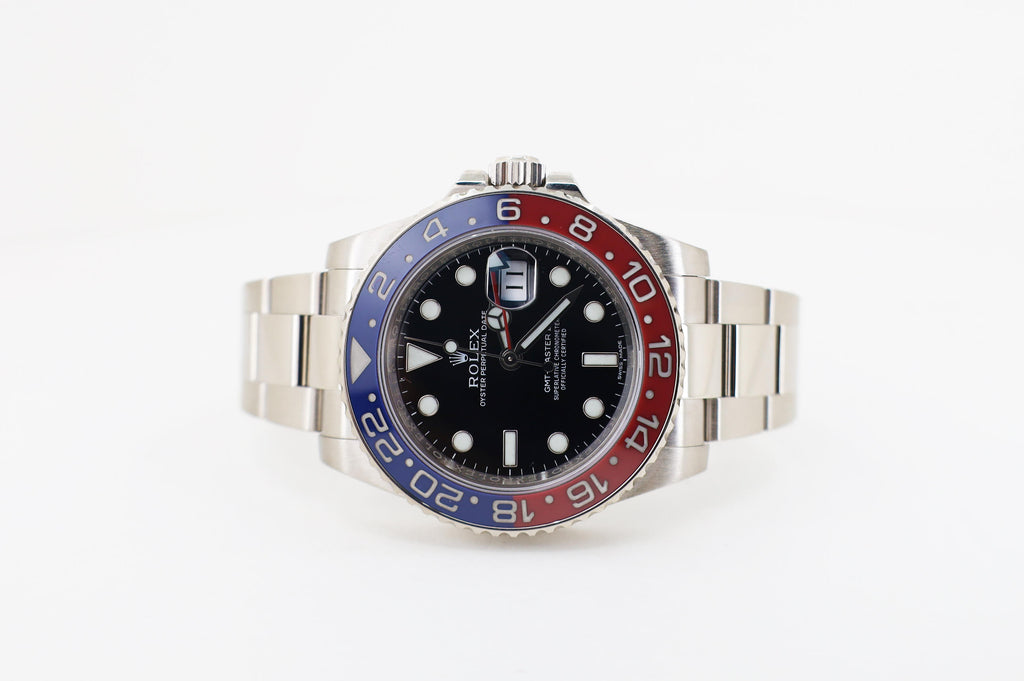 Rolex Steel GMT-Master II 40 Watch - Blue And Red Pepsi Bezel - Black Dial - Oyster Bracelet - 126710BLRO o