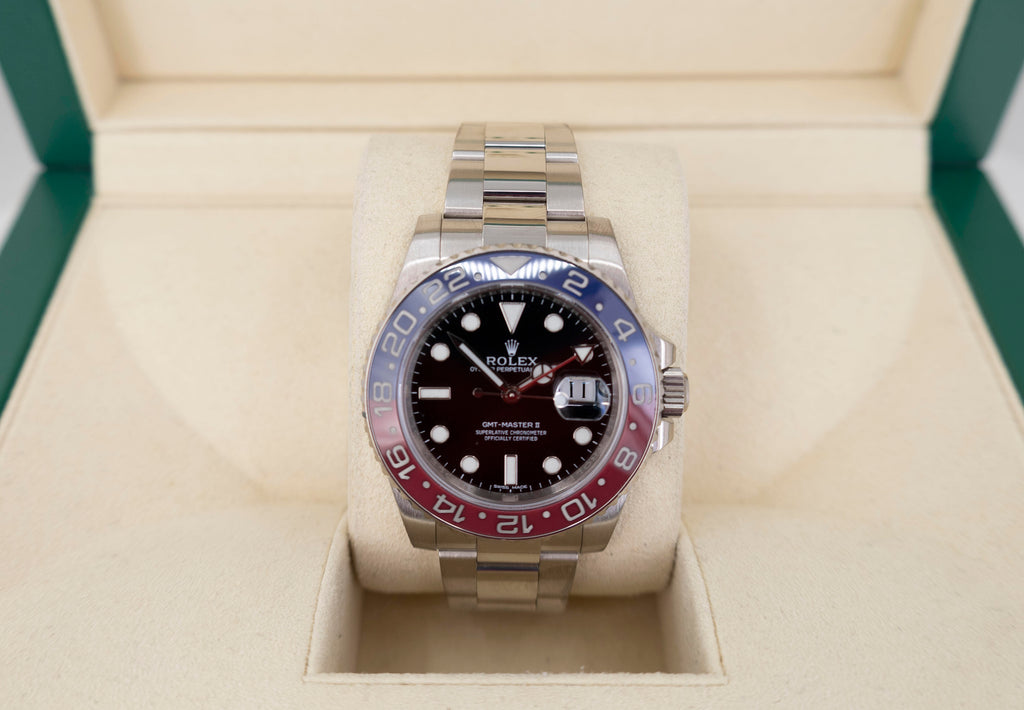 Rolex Steel GMT-Master II 40 Watch - Blue And Red Pepsi Bezel - Black Dial - Oyster Bracelet - 126710BLRO o