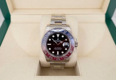 Rolex Steel GMT-Master II 40 Watch - Blue And Red Pepsi Bezel - Black Dial - Oyster Bracelet - 126710BLRO o