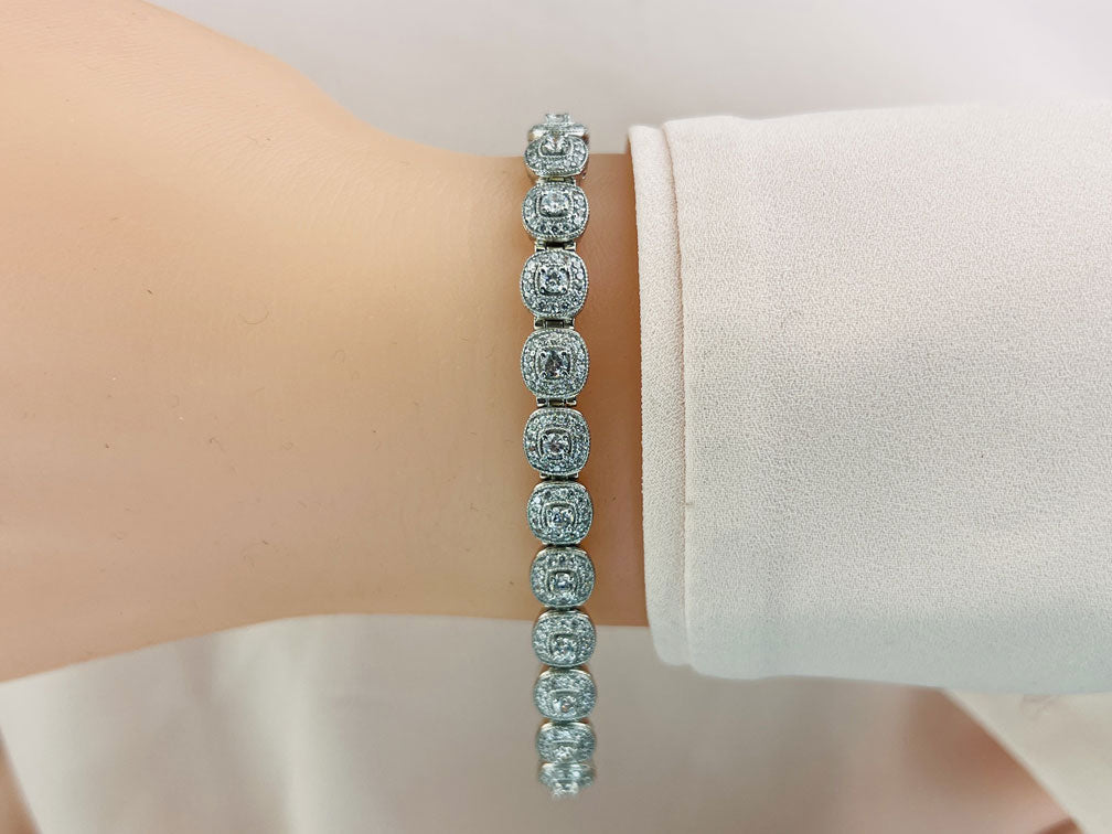 Vintage Inspired Fancy Diamond Bracelet with 3.25 ct.(finished) 1mm, 2.5mm - Luxury Time NYC