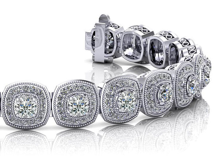 Vintage Inspired Fancy Diamond Bracelet with 5.50 ct.(finished) 1.1mm, 3.4mm - Luxury Time NYC