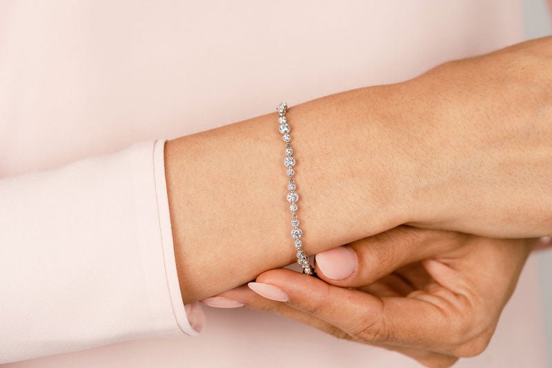 Vintage Milgrain Three Diamond Chain Link Diamond Bracelet with 2.39 ct.(finished) 2mm, 3mm - Luxury Time NYC