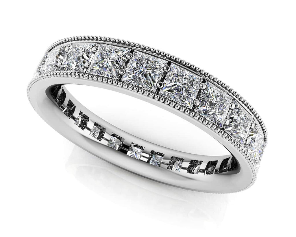 Vintage Princess Cut Diamond Eternity Diamond Ring with 1.35 ct.(finished) 2mm - Luxury Time NYC