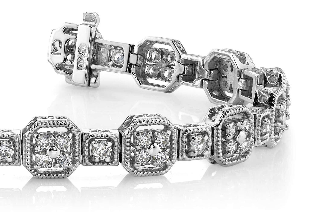 Vintage Quad Square Diamond Bracelet with 5.04 ct.(finished) 2.6mm, 3.3mm - Luxury Time NYC