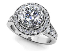 Load image into Gallery viewer, Vintage Round Halo Diamond Engagement Ring with 1.08 ct. (0.50 ct. center diamond) - Luxury Time NYC