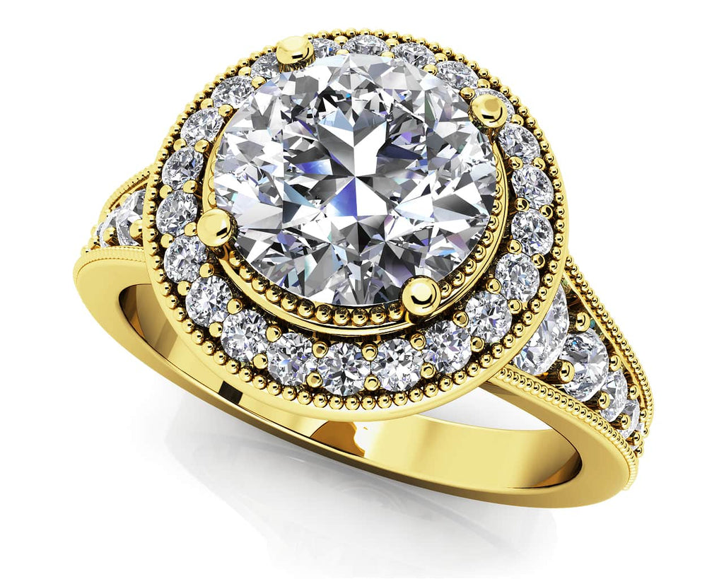 Vintage Round Halo Diamond Engagement Ring with 1.08 ct. (0.50 ct. center diamond) - Luxury Time NYC