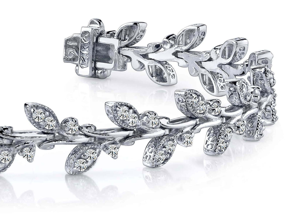 Vintage Style Leaf Diamond Bracelet with 2.05 ct.(finished) 1.65mm - Luxury Time NYC