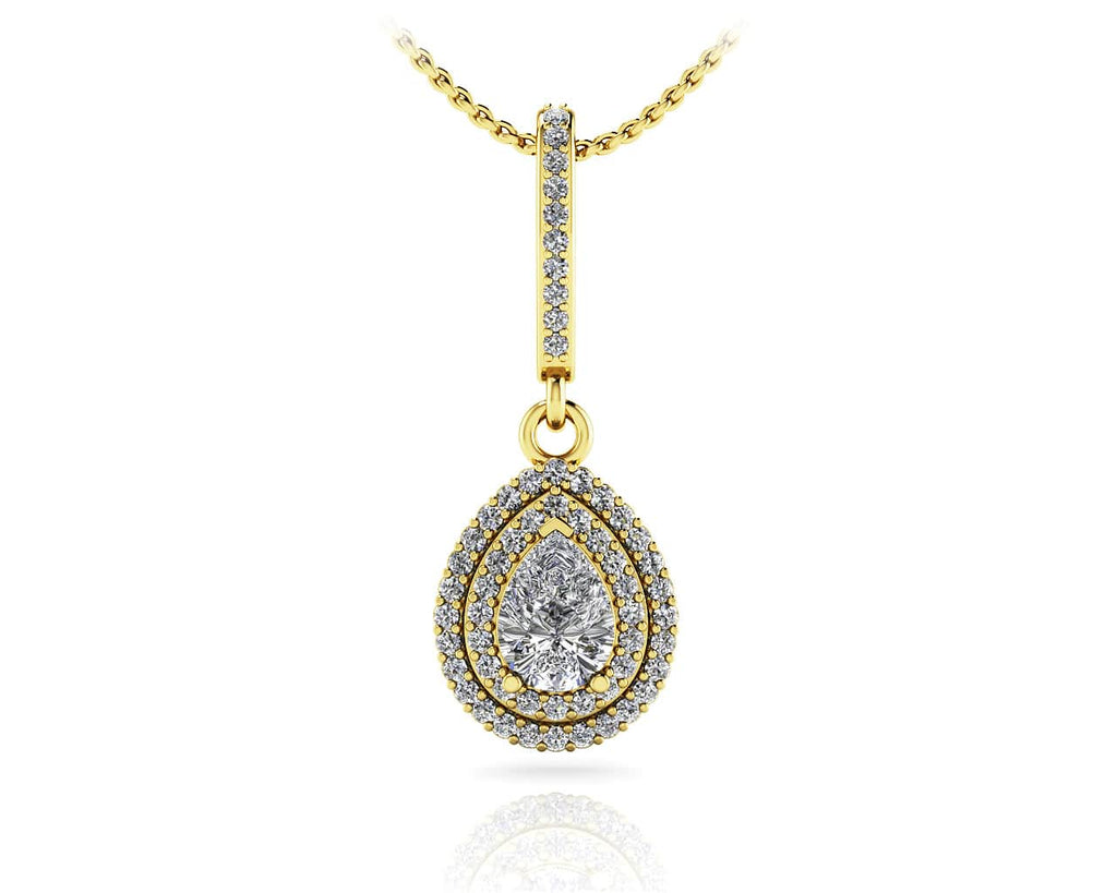 Vintage Teardrop Diamond Pendant with 0.59 ct. (0.30 ct. center diamond) - Luxury Time NYC