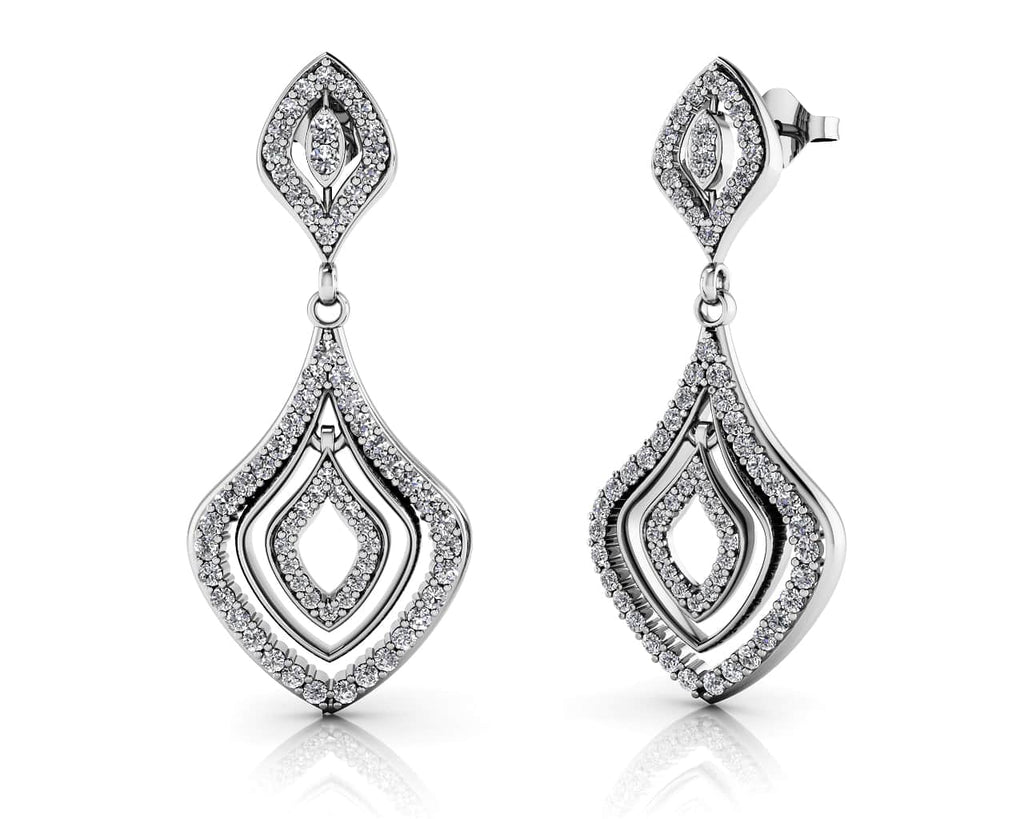 Wavy Double Drop Lab - Grown Diamond Earrings with 0.78 ct.(finished) 1mm, 1.2mm, 1.4mm - Luxury Time NYC