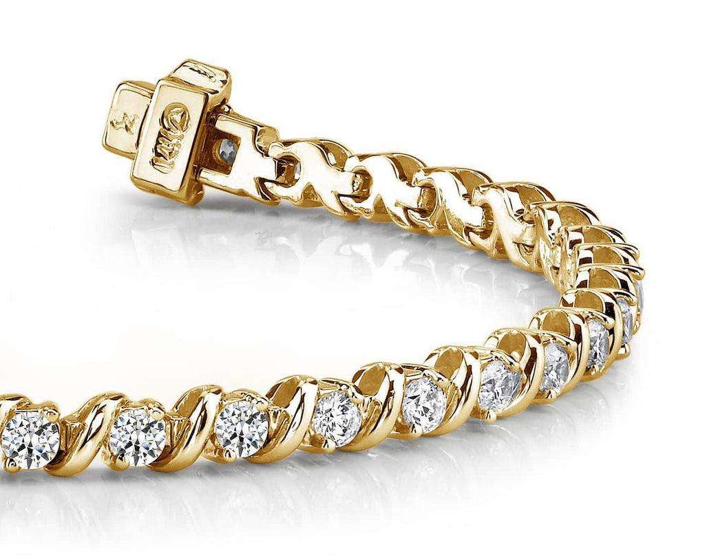 Wavy Hood Link Diamond Tennis Bracelet with 0.96 ct.(finished) 1.75mm - Luxury Time NYC