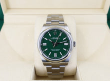 Load image into Gallery viewer, Rolex Oyster Perpetual 41 Watch - Domed Bezel - Green Index Dial - Oyster Bracelet - 2020 Release - 124300 greio