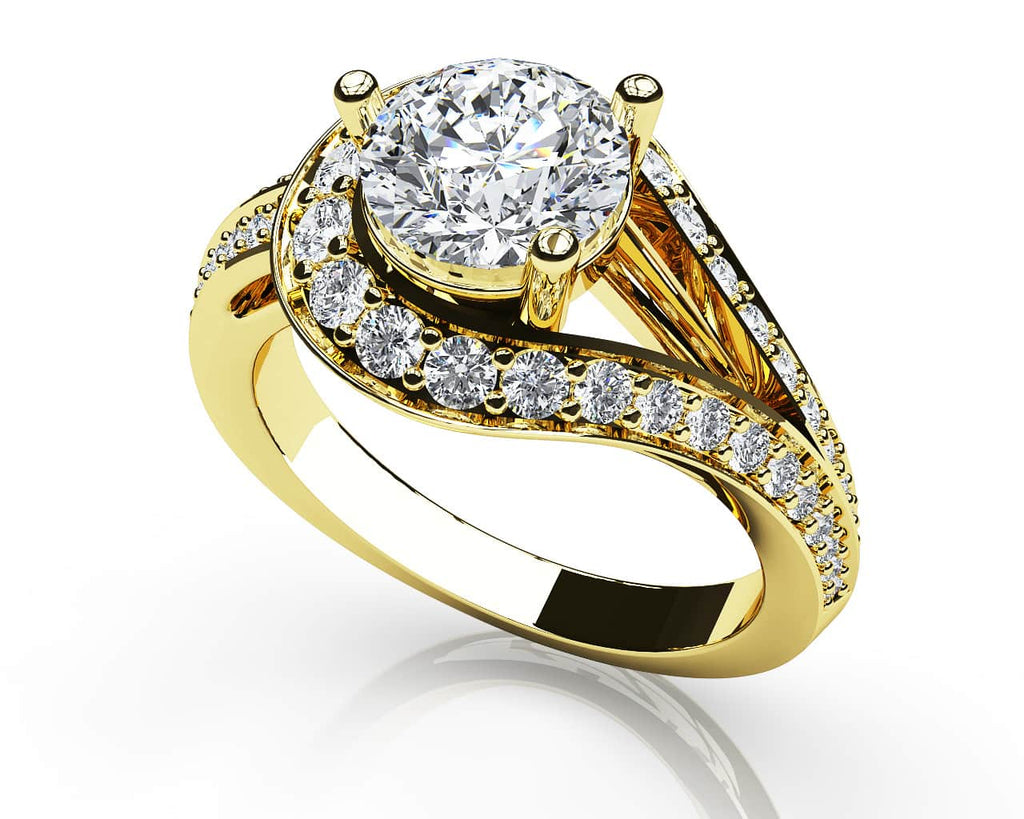 Whirl Wind Romance Twist Shank Diamond Engagement Ring with 1.06 ct. (0.50 ct. center diamond) - Luxury Time NYC