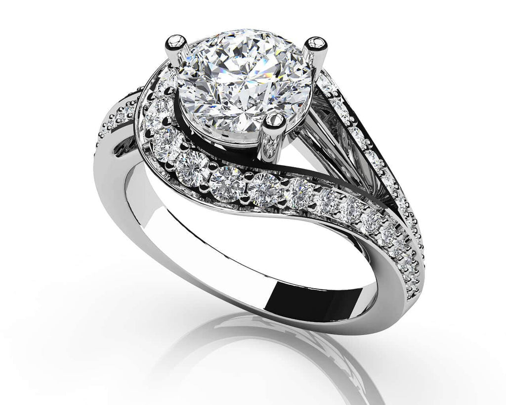 Whirl Wind Romance Twist Shank Diamond Engagement Ring with 1.06 ct. (0.50 ct. center diamond) - Luxury Time NYC