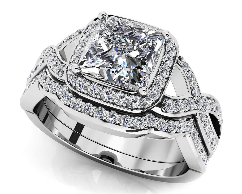 Woven Band Princess Diamond Bridal Set Diamond with 1.99 ct. (1.50 ct. center diamond) - Luxury Time NYC