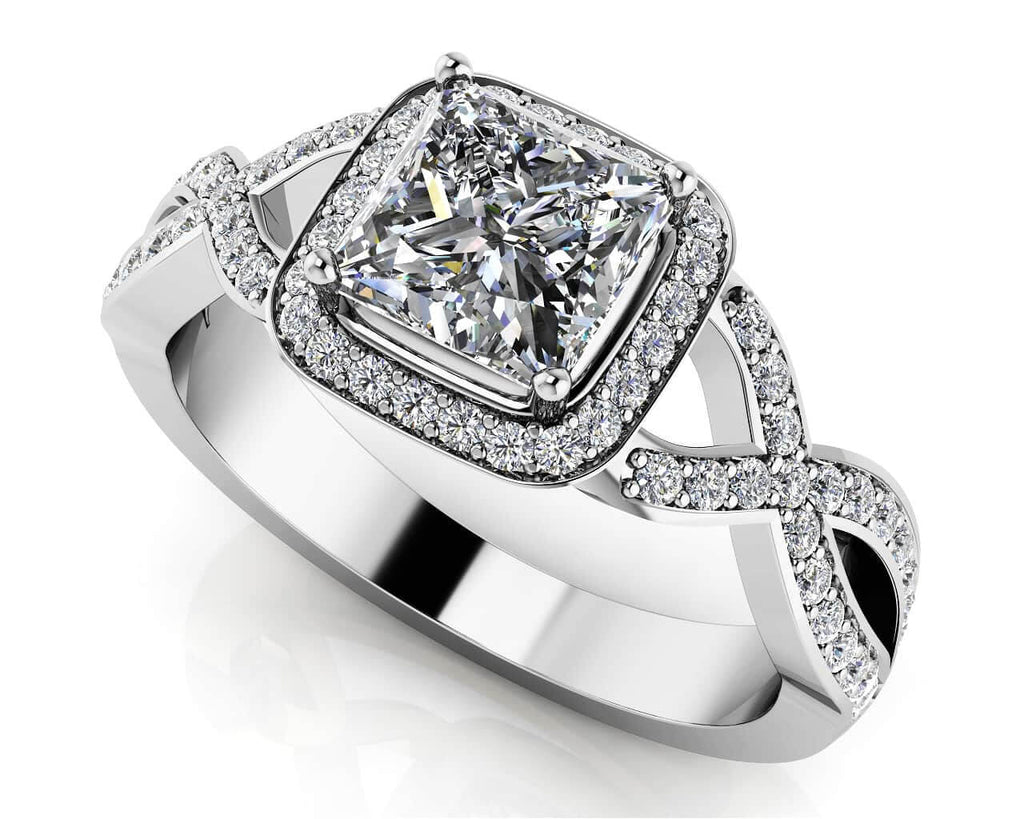 Woven Band Princess Diamond Engagement Ring with 0.80 ct. (0.50 ct. center diamond) - Luxury Time NYC