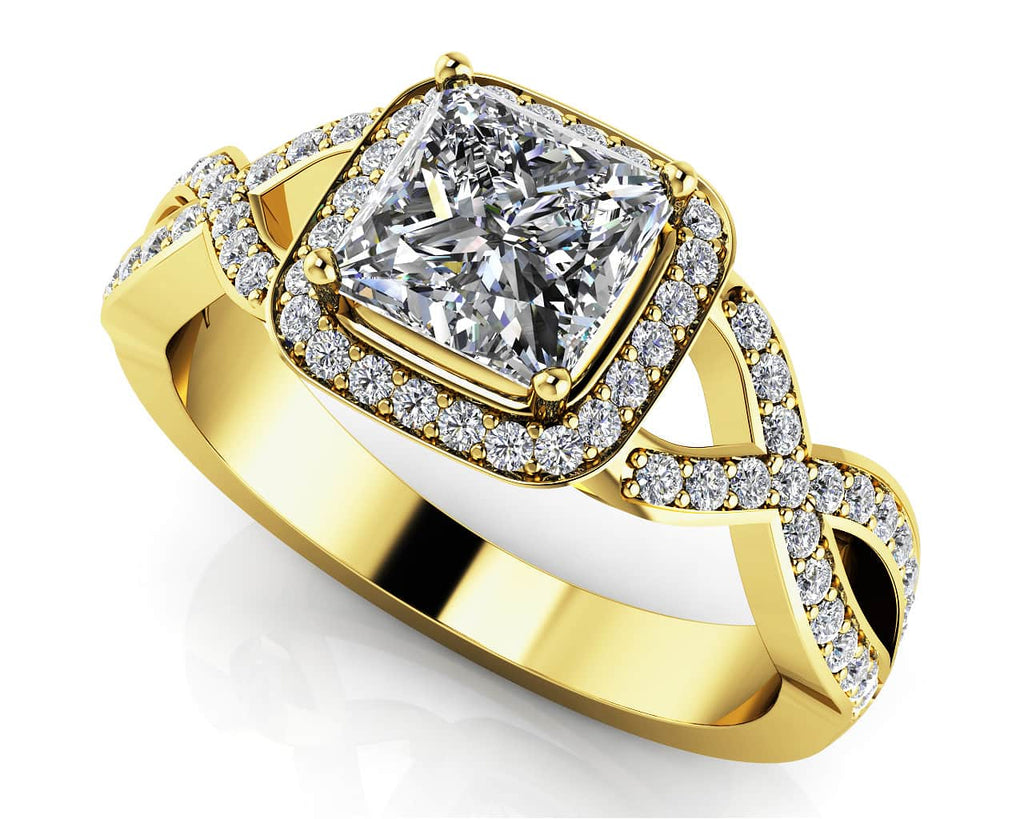 Woven Band Princess Diamond Engagement Ring with 1.06 ct. (0.75 ct. center diamond) - Luxury Time NYC