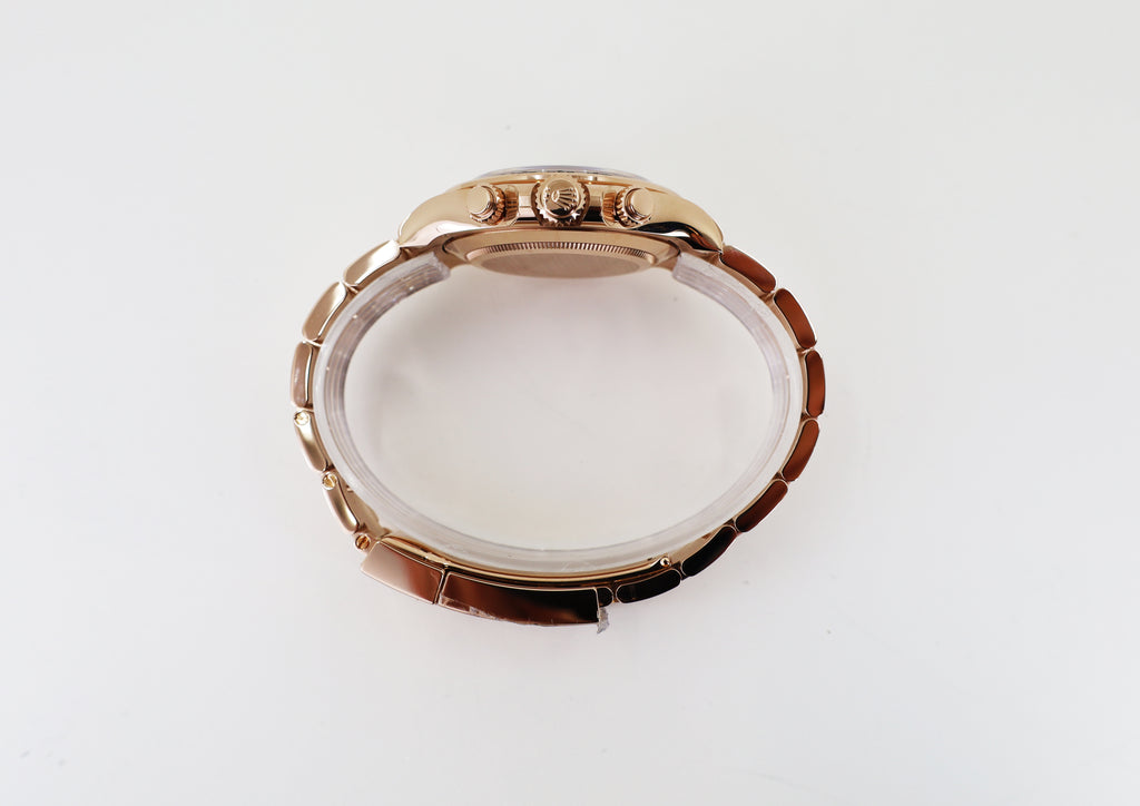 Rolex Daytona Rose Gold Pink & Black Index Dial Rose Gold Bezel Oyster Bracelet 116505