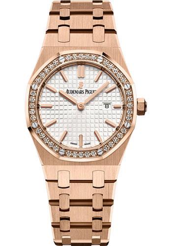 Audemars Piguet Ladies Collection Royal Oak Quartz Watch-Silver Dial 33mm-67651OR.ZZ.1261OR.01 - Luxury Time NYC INC