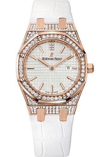 Audemars Piguet Ladies Collection Royal Oak Quartz Watch-Silver Dial 33mm-67652OR.ZZ.D011CR.01 - Luxury Time NYC INC