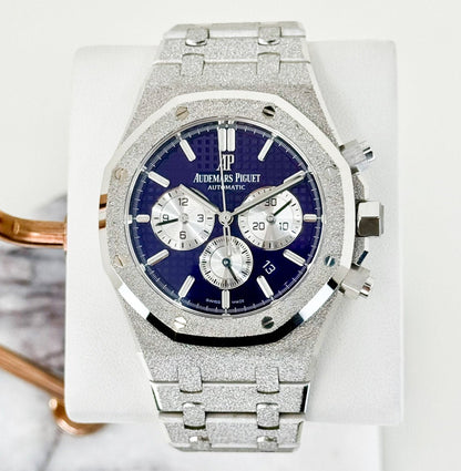 Audemars Piguet Royal Oak Chronograph Frosted White Gold 41mm Purple 26331BC.GG.1224BC.01 - Luxury Time NYC