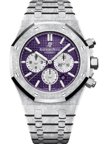Audemars Piguet Royal Oak Chronograph Frosted White Gold 41mm Purple 26331BC.GG.1224BC.01 - Luxury Time NYC