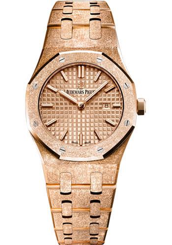 Audemars Piguet Royal Oak Frosted Gold Quartz Watch-Pink Dial 33mm-67653OR.GG.1263OR.02 - Luxury Time NYC INC