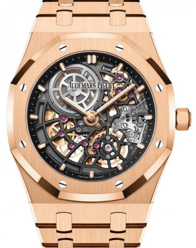 Audemars Piguet Royal Oak Jumbo Extra-Thin Openworked Rose Gold 39mm "Skeleton" 16204OR.OO.1240OR.01 - Luxury Time NYC