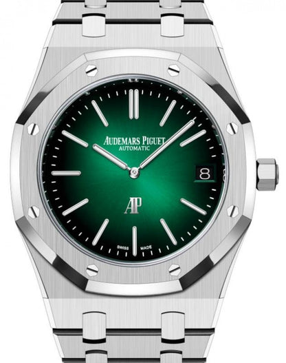 Audemars Piguet Royal Oak Jumbo Extra-Thin Platinum 39mm Green 16202PT.OO.1240PT.01 - Luxury Time NYC