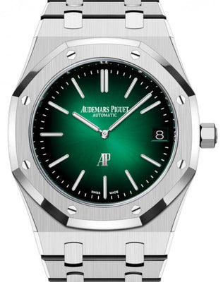 Audemars Piguet Royal Oak Jumbo Extra-Thin Platinum 39mm Green 16202PT.OO.1240PT.01 - Luxury Time NYC