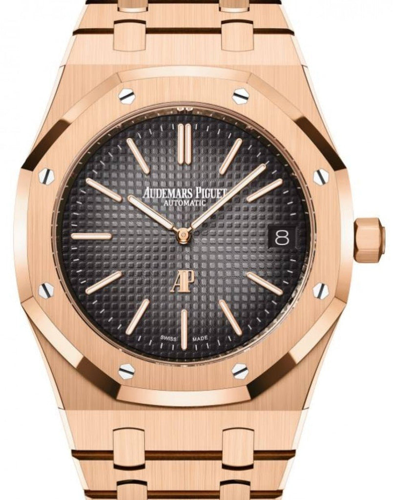 Audemars Piguet Royal Oak Jumbo Extra-Thin Rose Gold 39mm Slate Grey 16202OR.OO.1240OR.01 - Luxury Time NYC