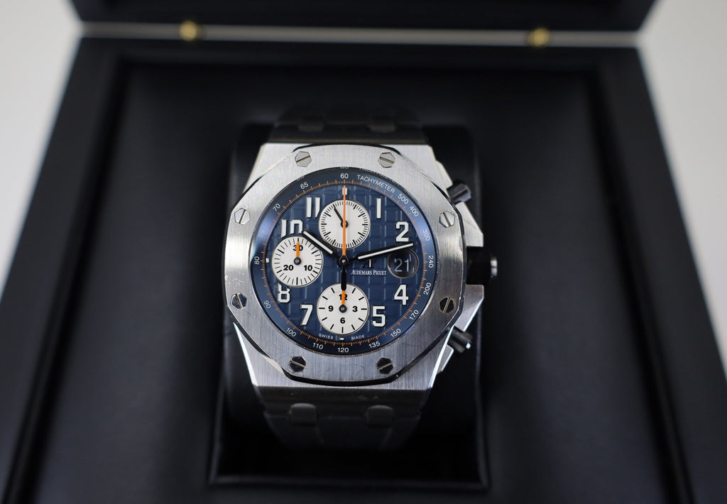 Audemars Piguet Royal Oak Offshore Chronograph Watch-Blue Dial 42mm-26470ST.OO.A027CA.01 - Luxury Time NYC