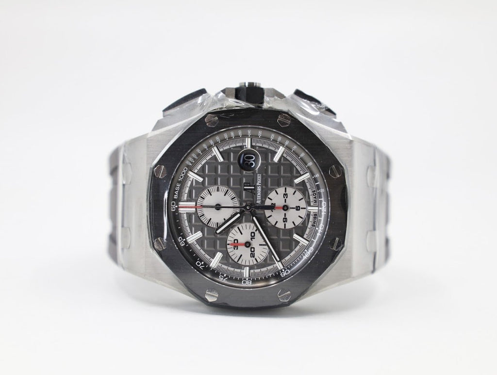 Audemars Piguet Royal Oak Offshore Chronograph Watch-Rhodium Dial 44mm-26400IO.OO.A004CA.01 - Luxury Time NYC INC