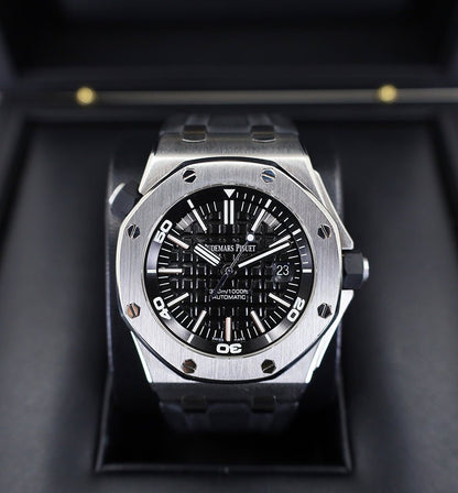 Audemars Piguet Royal Oak Offshore Diver Watch-Black Dial 42mm-15710ST.OO.A002CA.01 - Luxury Time NYC