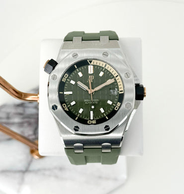 Audemars Piguet Royal Oak Offshore Diver Watch-Green Dial 42mm-15720ST.OO.A052CA.01 - Luxury Time NYC