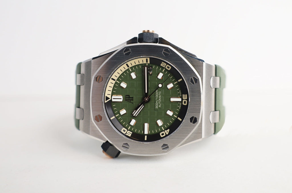Audemars Piguet Royal Oak Offshore Diver Watch-Green Dial 42mm-15720ST.OO.A052CA.01 - Luxury Time NYC