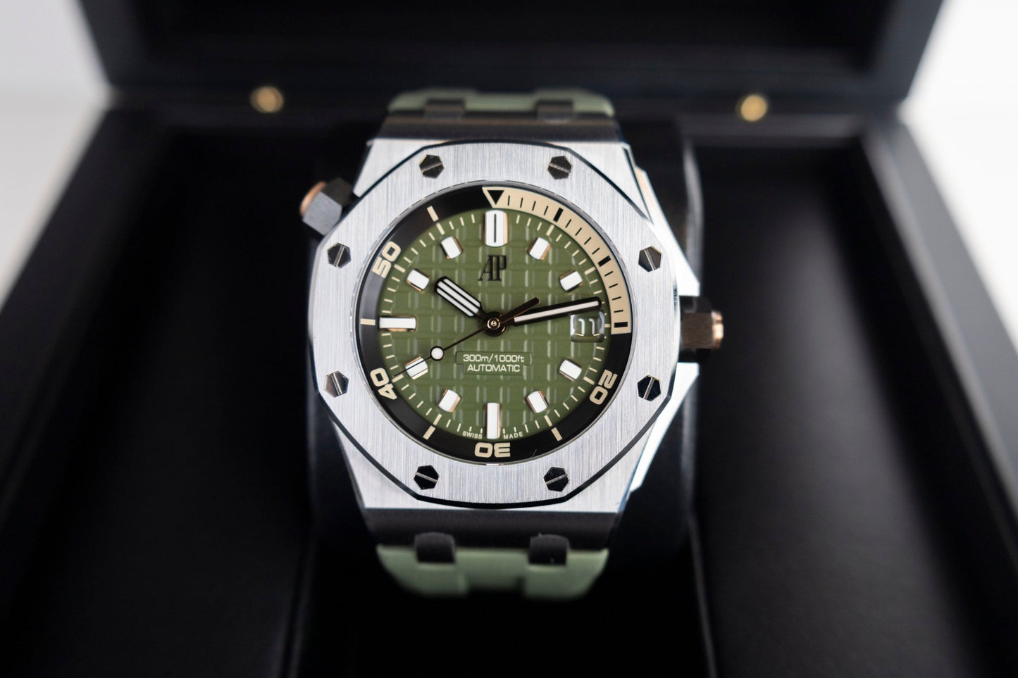 Audemars Piguet Royal Oak Offshore Diver Watch-Green Dial 42mm-15720ST.OO.A052CA.01 - Luxury Time NYC